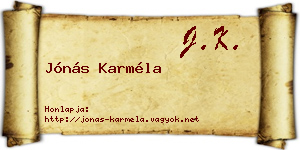 Jónás Karméla névjegykártya